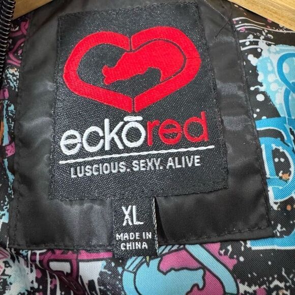 Ecko Red Women’s Black Zip Up Puffer Jacket Size XL Polyester HipHop Style - Picture 7 of 11